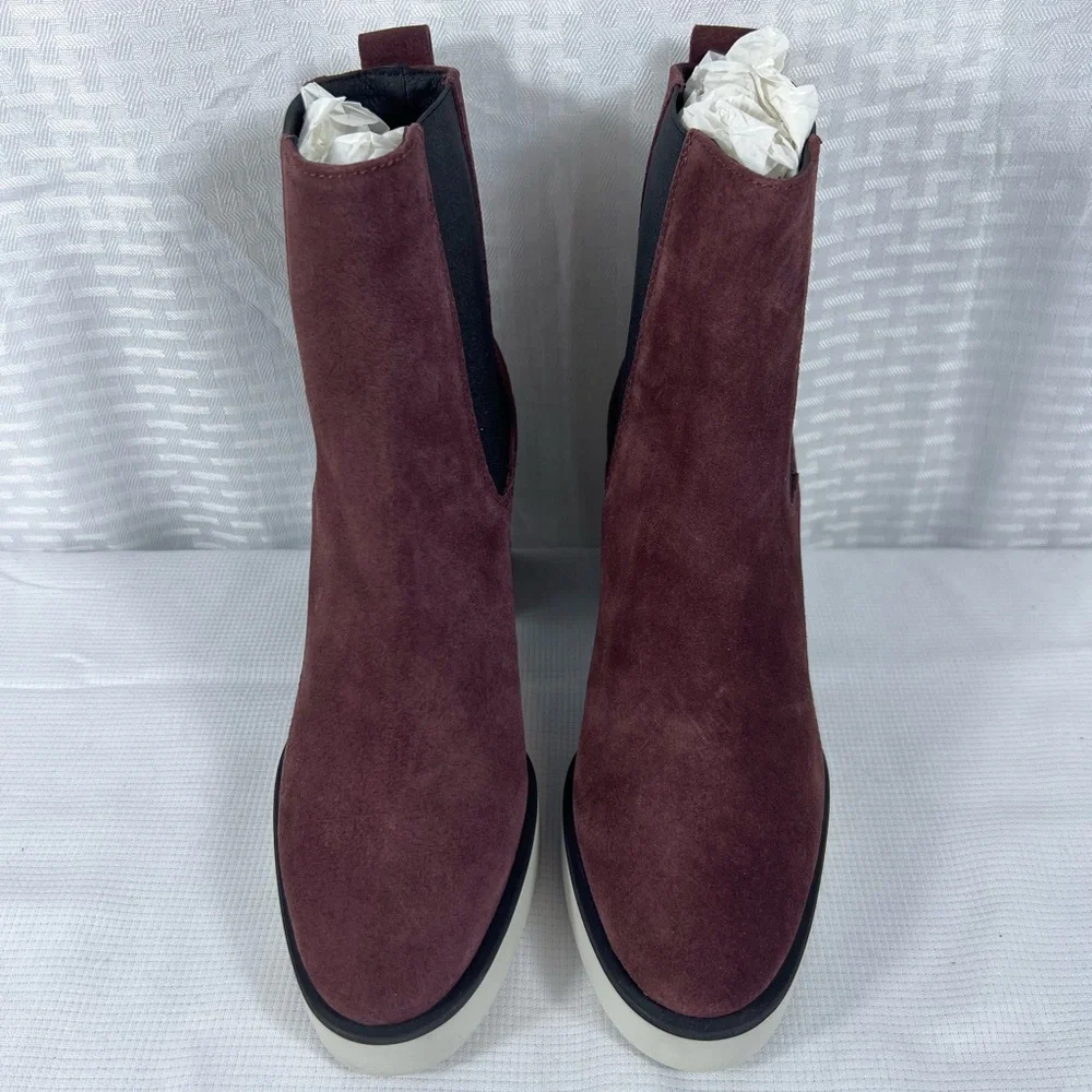 NIB Furla Greta Chelsea Boots Burgundy Suede Size 36 EU Made in Italy